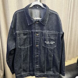 Sean John Blue Denim Collection Button Up Dark Wash Pockets Heavy Jean Jacket L
